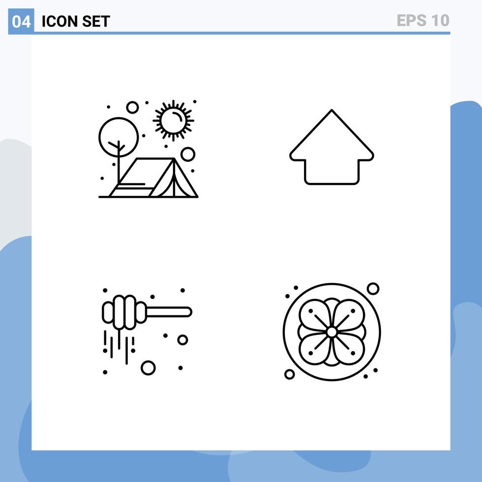 4 gebruiker koppel lijn pak van modern tekens en symbolen van kamp honing buitenshuis omhoog nectar bewerkbare vector ontwerp elementen