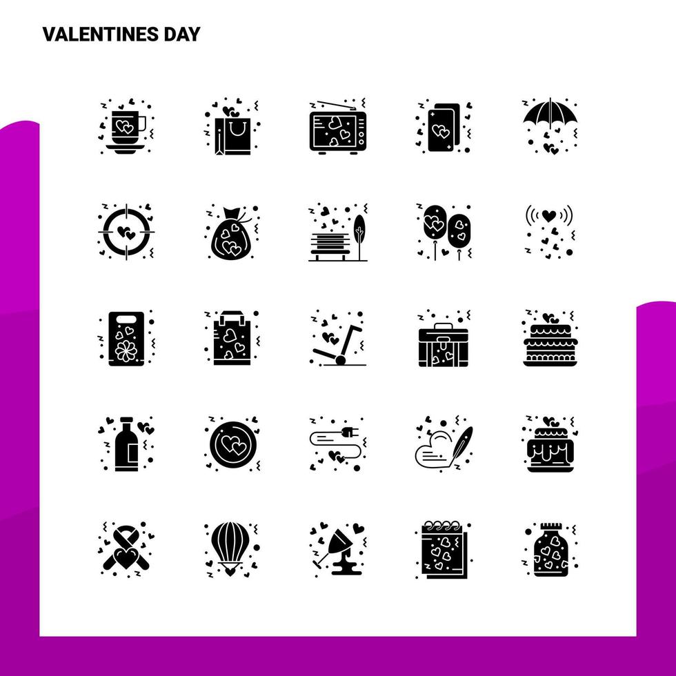 25 valentijnsdag dag icoon reeks solide glyph icoon vector illustratie sjabloon voor web en mobiel ideeën voor bedrijf bedrijf