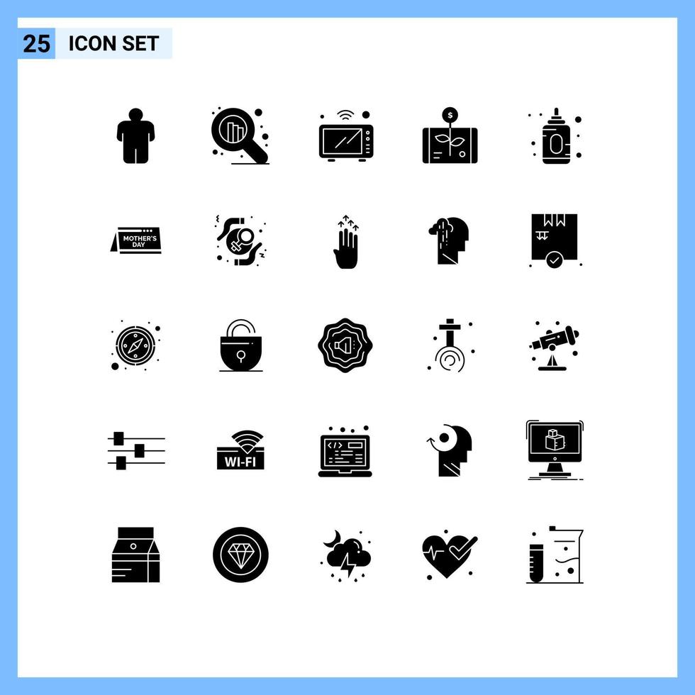 universeel icoon symbolen groep van 25 modern solide glyphs van kind smartphone magnetronoven verslag doen van economie bewerkbare vector ontwerp elementen
