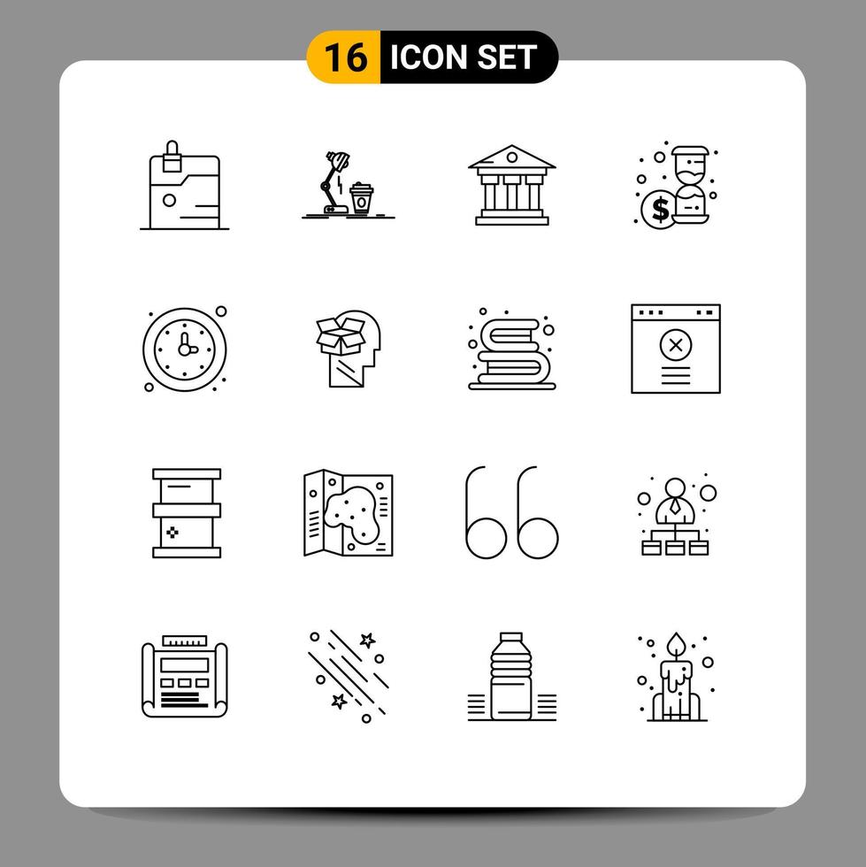voorraad vector icoon pak van 16 lijn tekens en symbolen voor school- tijd flash geld onderhoud bewerkbare vector ontwerp elementen