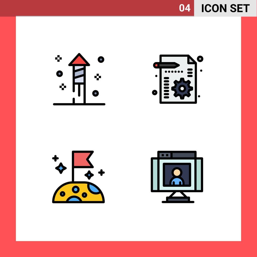 voorraad vector icoon pak van 4 lijn tekens en symbolen voor vuurwerk ruimte bedrijf instelling communicatie bewerkbare vector ontwerp elementen