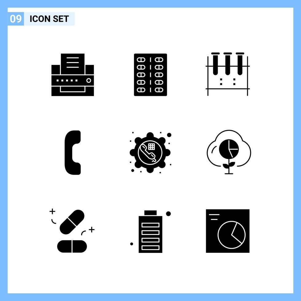 9 pictogrammen solide stijl creatief glyph symbolen zwart solide icoon teken geïsoleerd Aan wit achtergrond vector