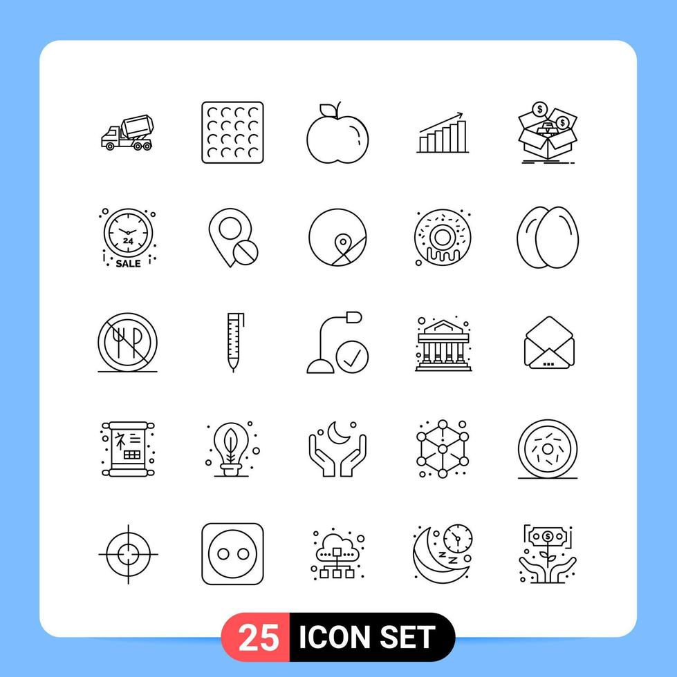 25 lijn zwart icoon pak schets symbolen voor mobiel apps geïsoleerd Aan wit achtergrond 25 pictogrammen reeks vector