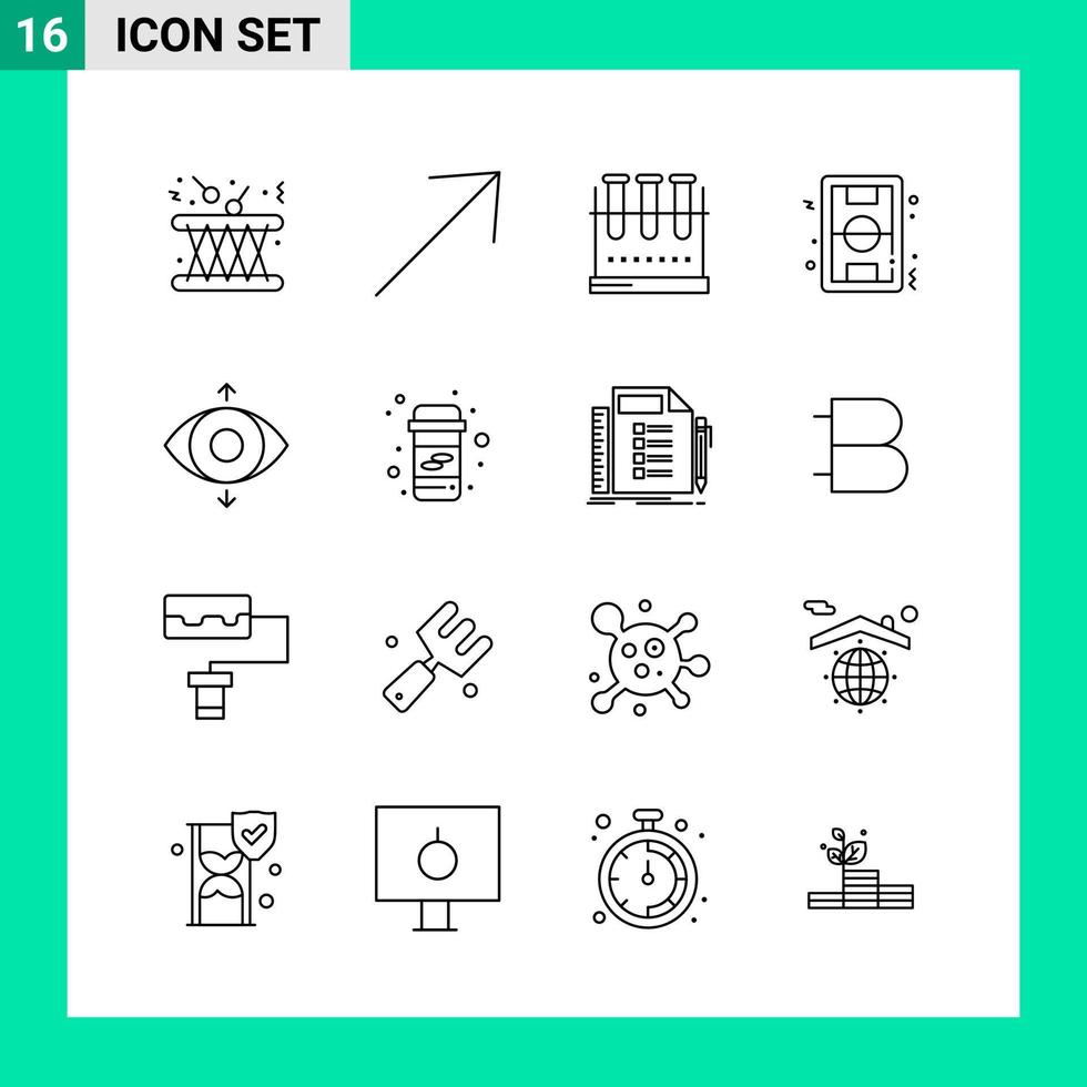 pak van 16 lijn stijl icoon reeks schets symbolen voor afdrukken creatief tekens geïsoleerd Aan wit achtergrond 16 icoon reeks vector