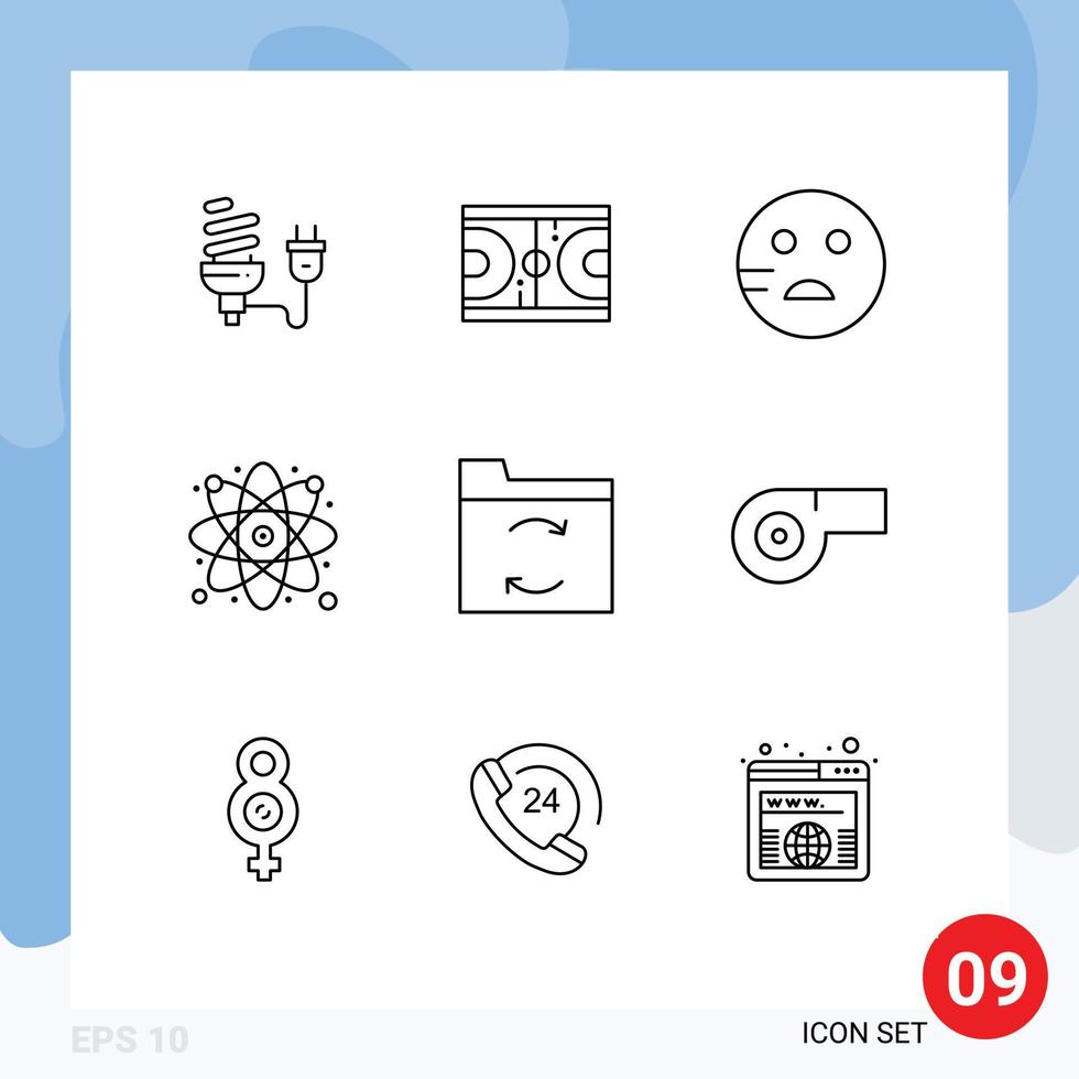 9 gebruiker koppel schets pak van modern tekens en symbolen van wetenschap atoom grond Onderzoek emoji's bewerkbare vector ontwerp elementen