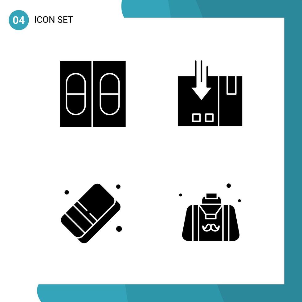 vector pak van 4 glyph symbolen solide stijl icoon reeks Aan wit achtergrond voor web en mobiel