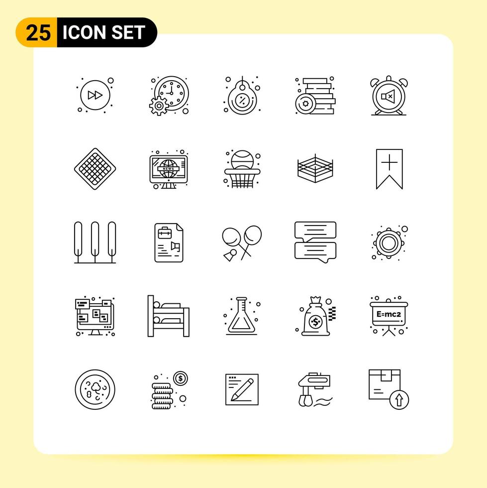 universeel icoon symbolen groep van 25 modern lijnen van speelgoed partij etiket spellen korting bewerkbare vector ontwerp elementen