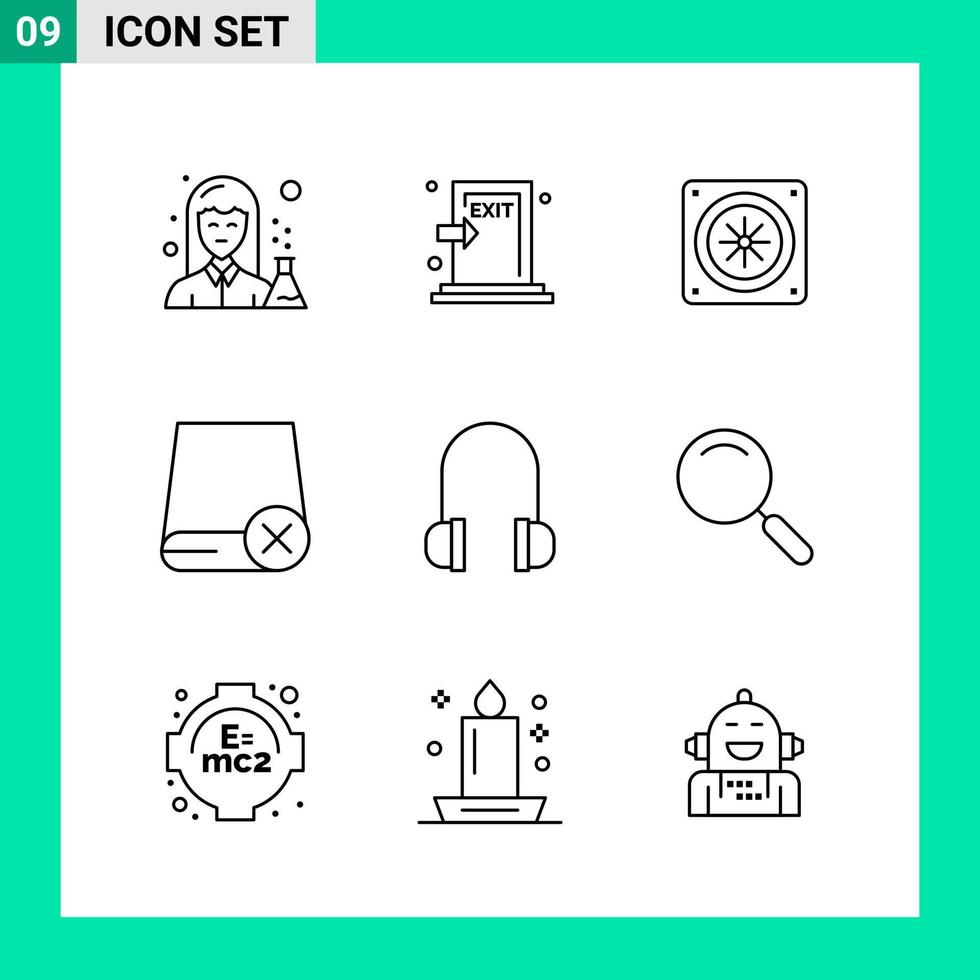 pak van 9 lijn stijl icoon reeks schets symbolen voor afdrukken creatief tekens geïsoleerd Aan wit achtergrond 9 icoon reeks vector
