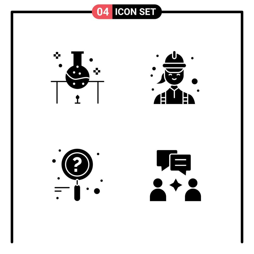 groep van 4 modern solide glyphs reeks voor laboratorium technicus wetenschap experiment elektricien Onderzoek bewerkbare vector ontwerp elementen