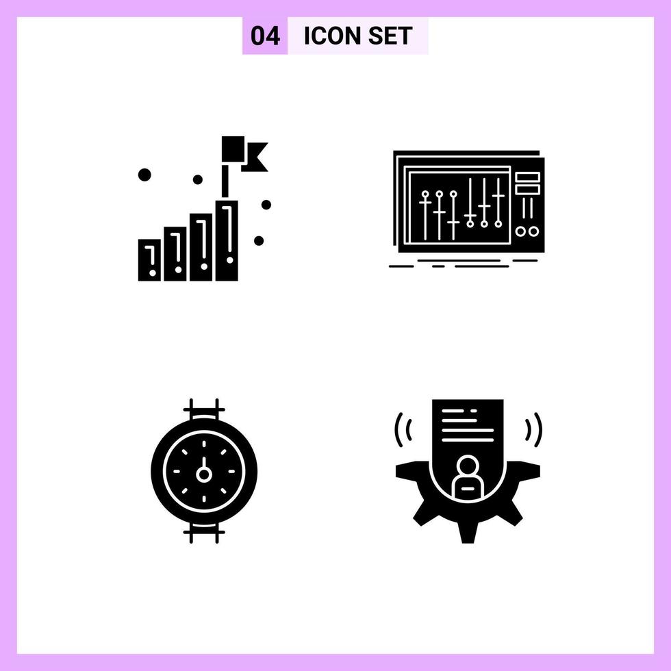 4 pictogrammen in solide stijl glyph symbolen Aan wit achtergrond creatief vector tekens voor web mobiel en afdrukken