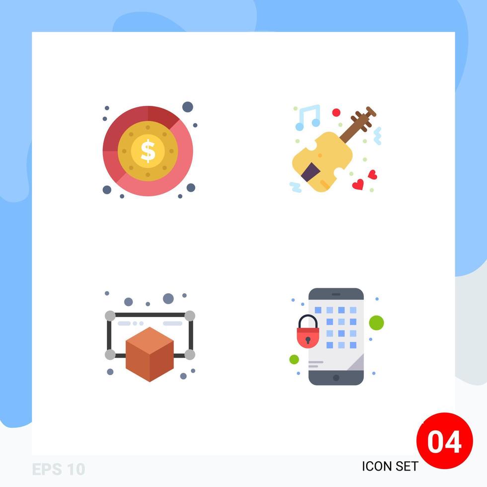 groep van 4 vlak pictogrammen tekens en symbolen voor begroting apparaatje winst muziek- voorwerp bewerkbare vector ontwerp elementen