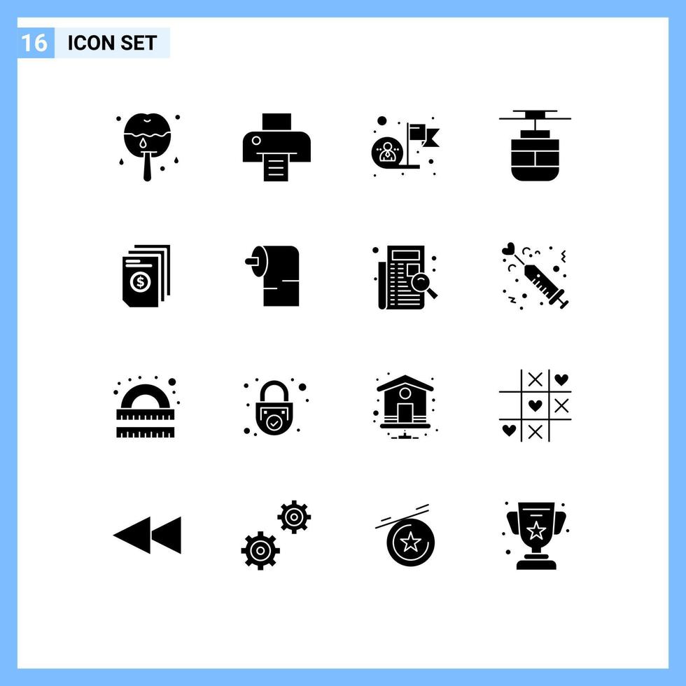 reeks van 16 modern ui pictogrammen symbolen tekens voor het dossier voertuigen werknemer vervoer tram bewerkbare vector ontwerp elementen