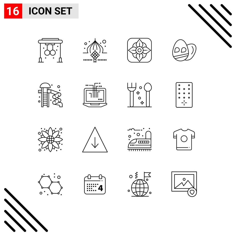voorraad vector icoon pak van 16 lijn tekens en symbolen voor water park schuif eid vakantie ei bewerkbare vector ontwerp elementen