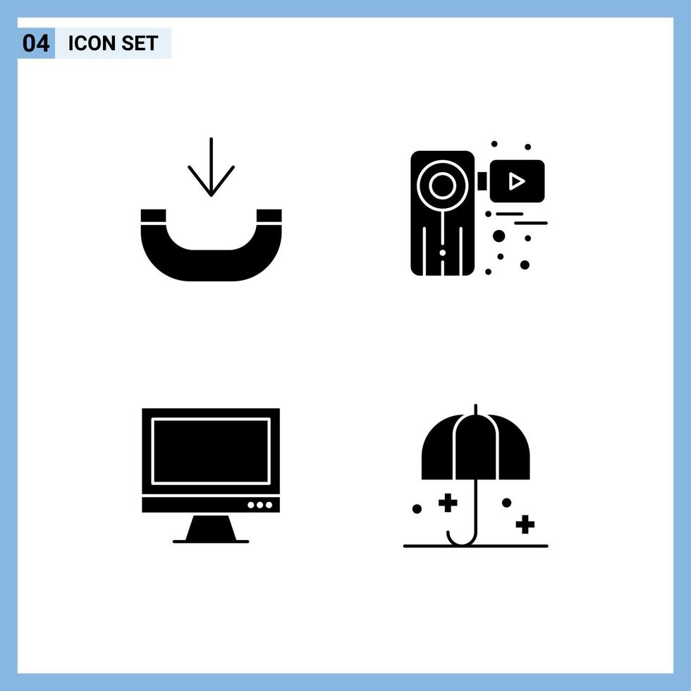 pictogram reeks van 4 gemakkelijk solide glyphs van telefoontje toezicht houden op camera opnemer imac bewerkbare vector ontwerp elementen