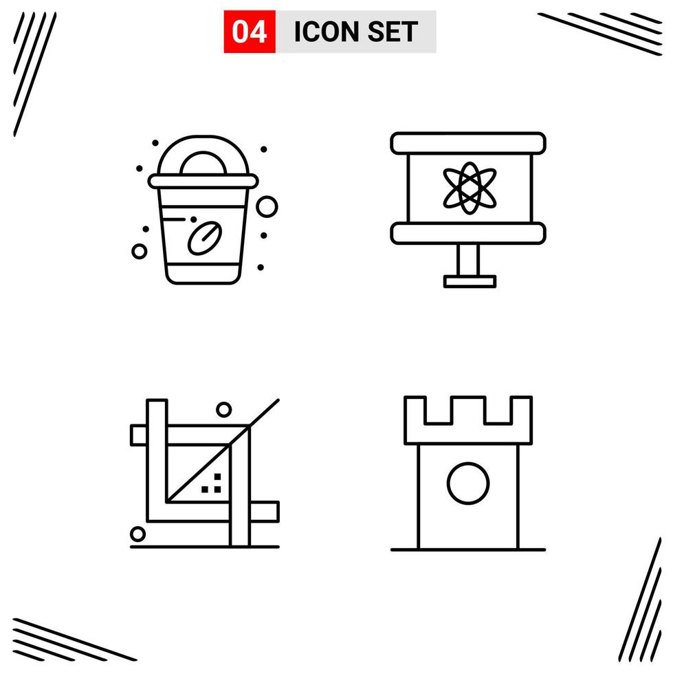 4 pictogrammen lijn stijl rooster gebaseerd creatief schets symbolen voor website ontwerp gemakkelijk lijn icoon tekens geïsoleerd Aan wit achtergrond 4 icoon reeks vector