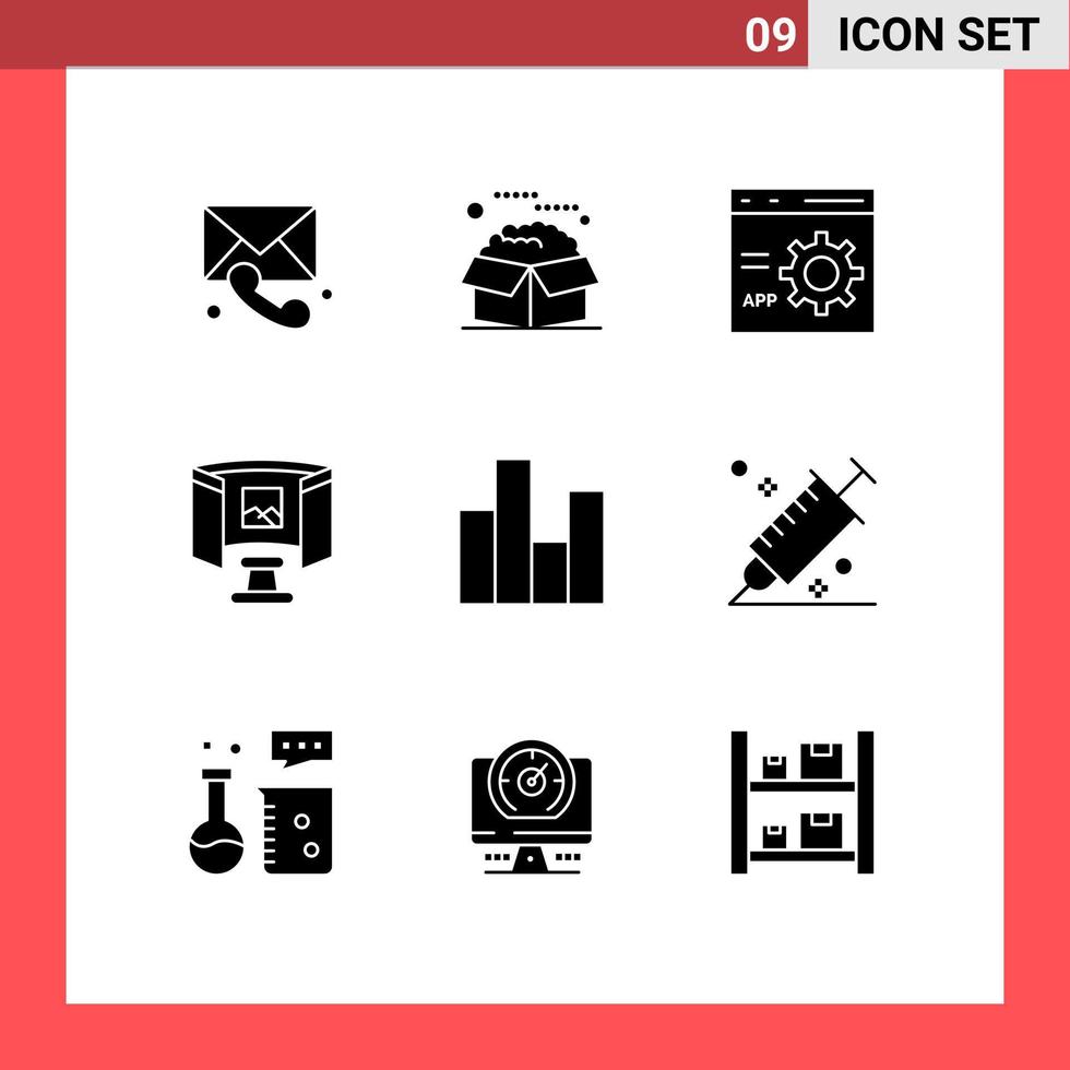 modern reeks van 9 solide glyphs pictogram van technologie bril onderhoud toekomst ontwikkeling bewerkbare vector ontwerp elementen