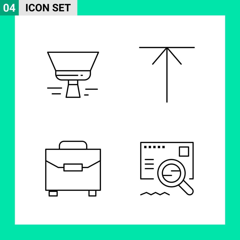 pak van 4 lijn stijl icoon reeks schets symbolen voor afdrukken creatief tekens geïsoleerd Aan wit achtergrond 4 icoon reeks vector