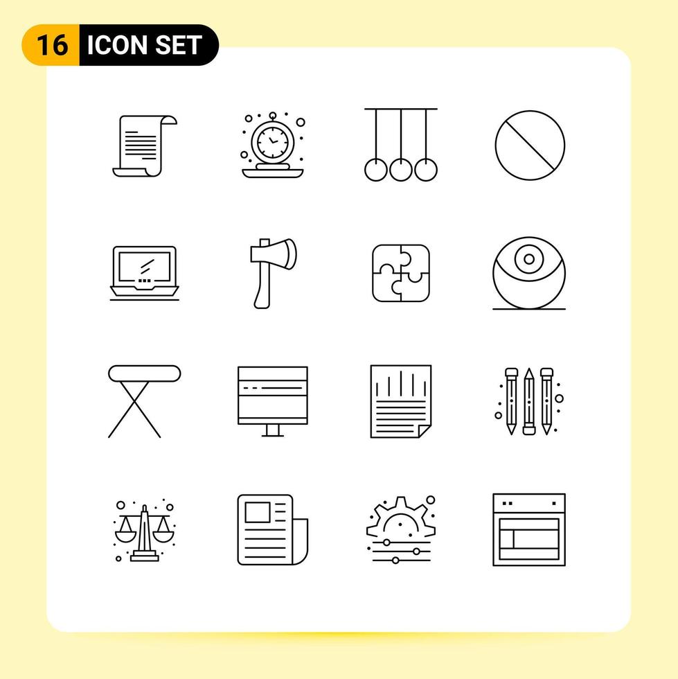 universeel icoon symbolen groep van 16 modern contouren van toezicht houden op verboden wedstrijd Nee annuleren bewerkbare vector ontwerp elementen