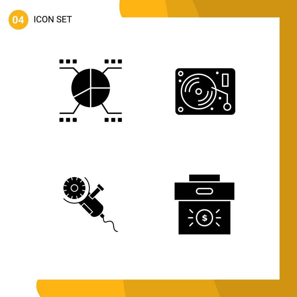 voorraad vector icoon pak van 4 lijn tekens en symbolen voor tabel circulaire zag statistieken kunsten gereedschap bewerkbare vector ontwerp elementen