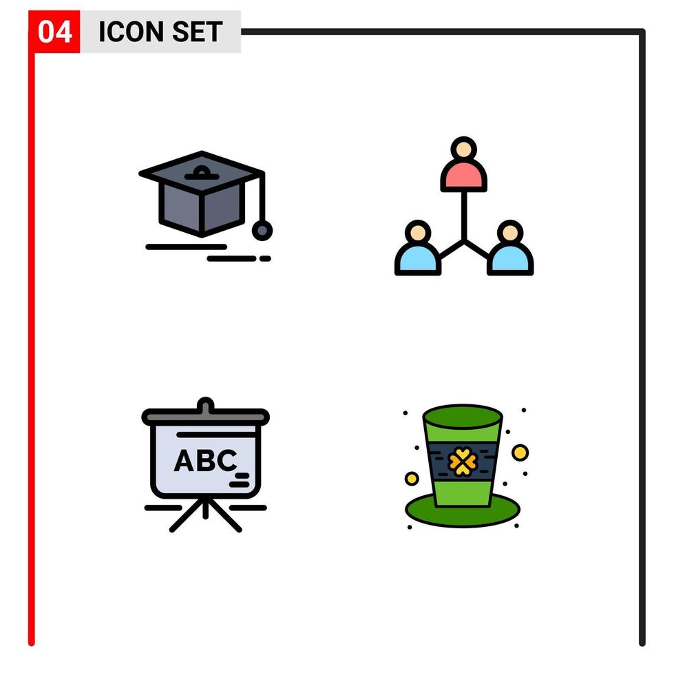 voorraad vector icoon pak van 4 lijn tekens en symbolen voor pet schooltas groep gebruiker hoed bewerkbare vector ontwerp elementen
