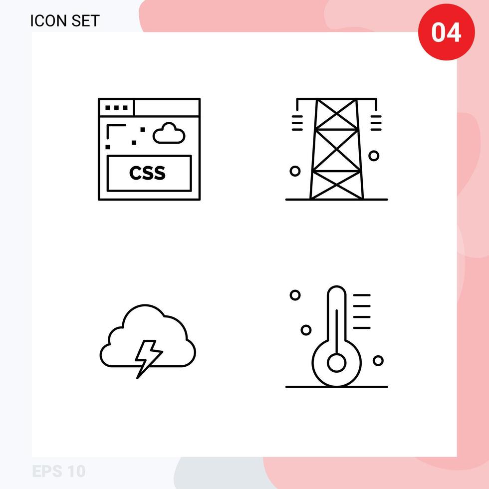 mobiel koppel lijn reeks van 4 pictogrammen van internet wolk elektriciteit macht voorjaar bewerkbare vector ontwerp elementen
