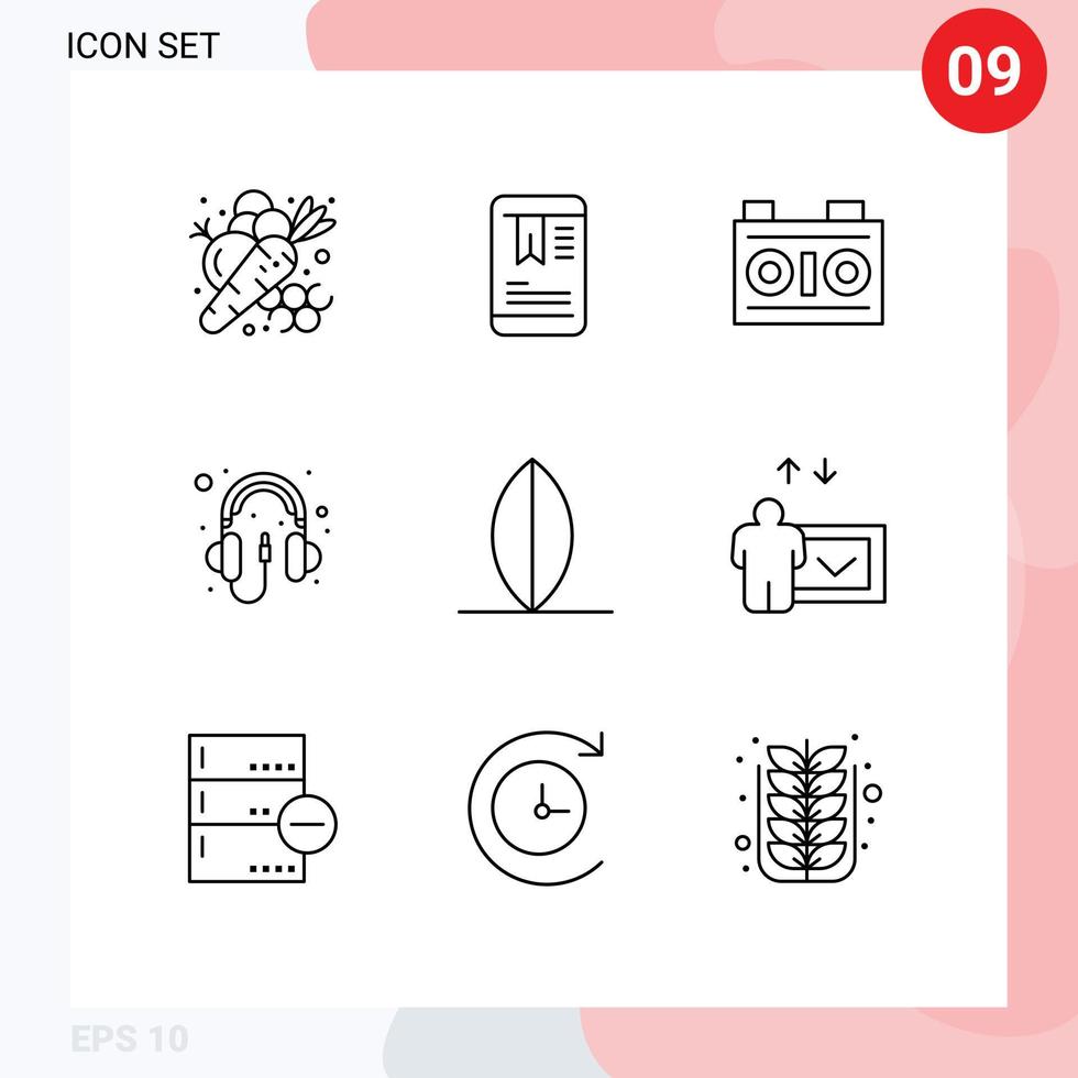 9 gebruiker koppel schets pak van modern tekens en symbolen van surfen koptelefoon camera hardware audio bewerkbare vector ontwerp elementen