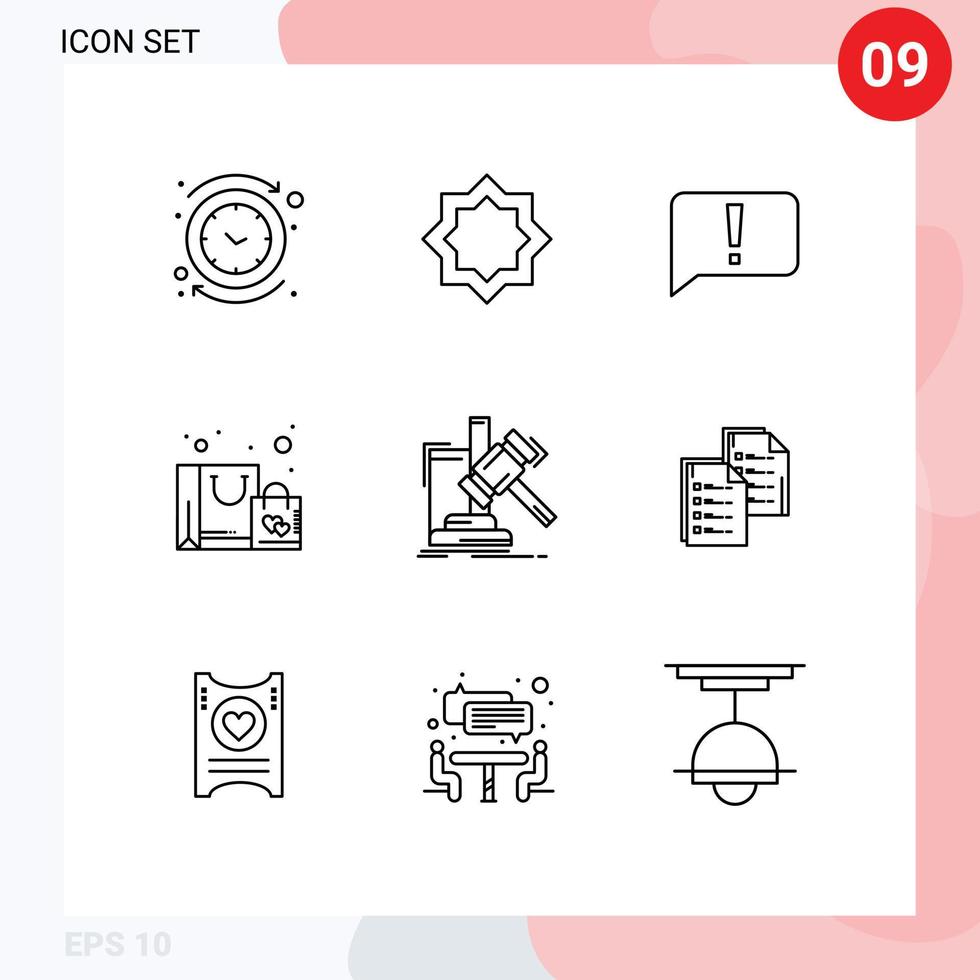 reeks van 9 modern ui pictogrammen symbolen tekens voor aankoop favoriete ster zak eenvoudig bewerkbare vector ontwerp elementen