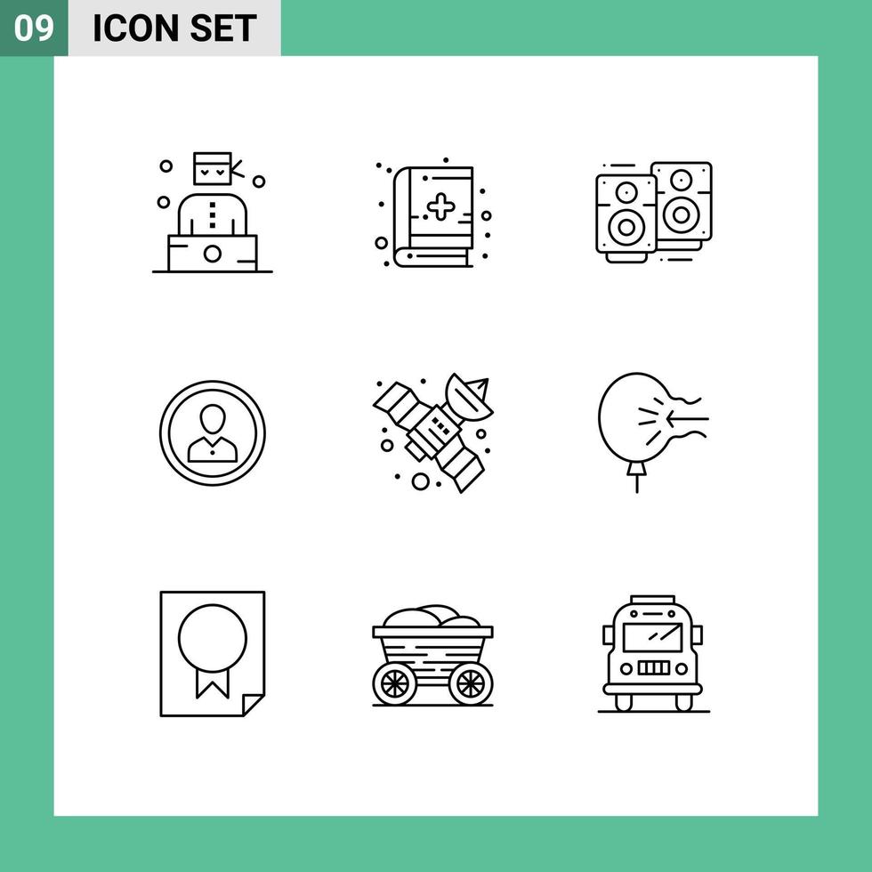 universeel icoon symbolen groep van 9 modern contouren van gebruiker persoon liefde lied mensen menselijk bewerkbare vector ontwerp elementen