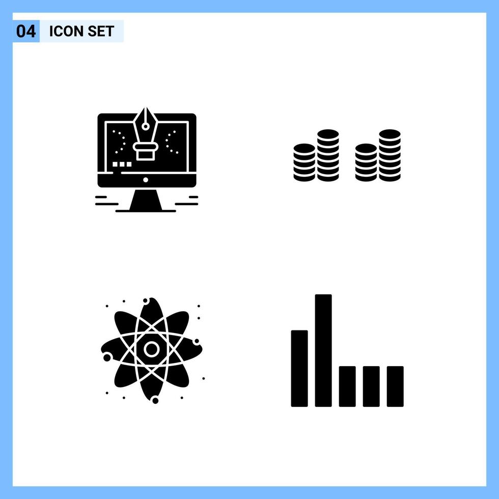 4 pictogrammen solide stijl creatief glyph symbolen zwart solide icoon teken geïsoleerd Aan wit achtergrond vector