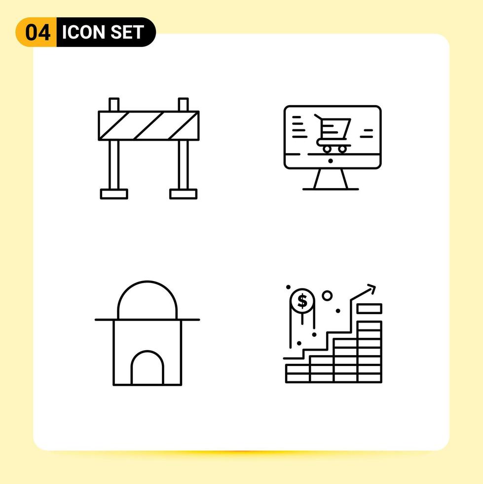 lijn pak van 4 universeel symbolen van barricade moskee toezicht houden op gebouw investering bewerkbare vector ontwerp elementen
