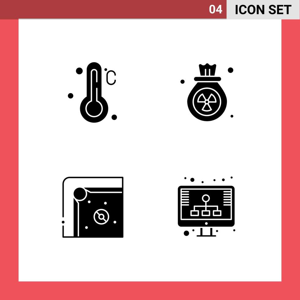 4 universeel solide glyph tekens symbolen van temperatuur spel gas- verspilling diagram bewerkbare vector ontwerp elementen
