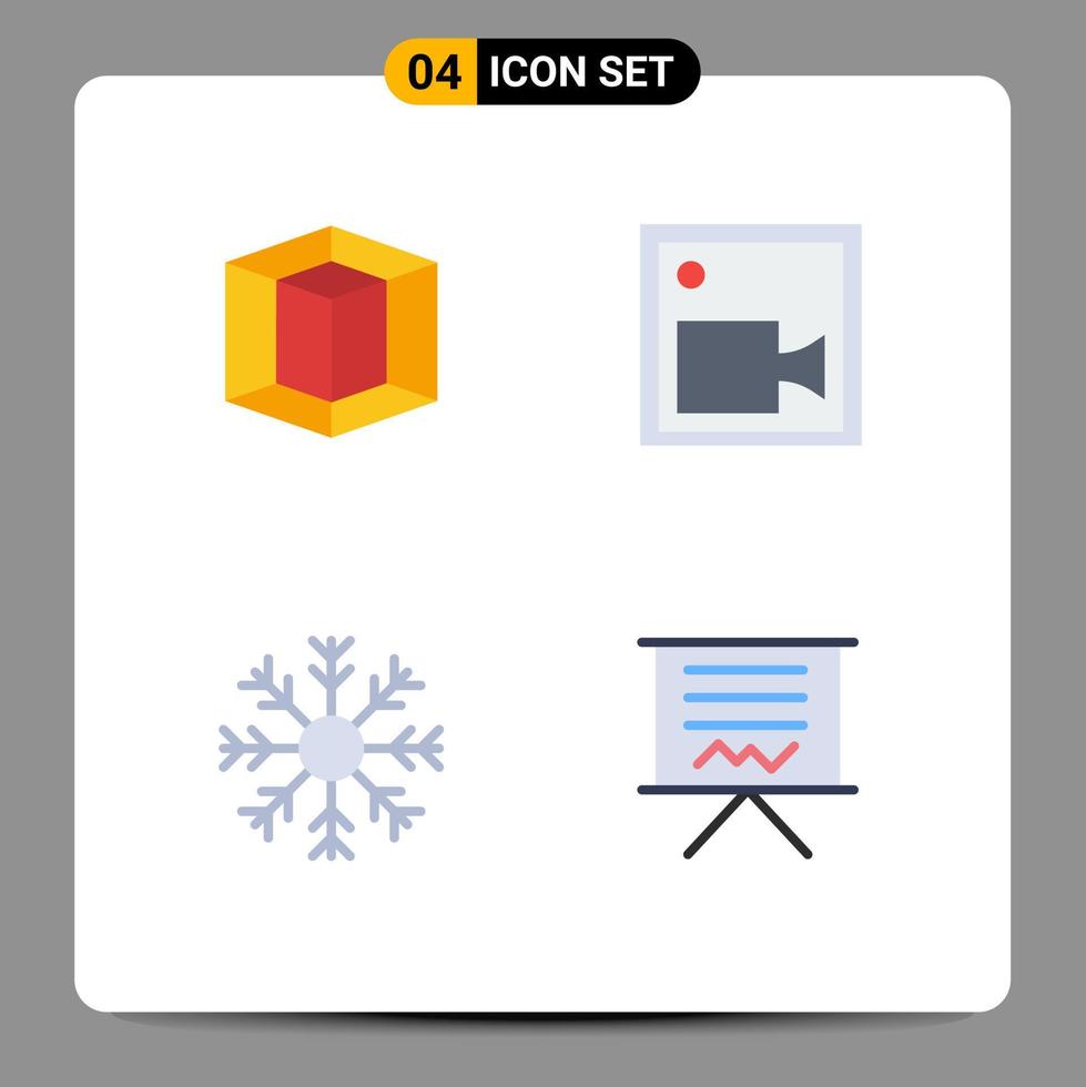 pak van 4 modern vlak pictogrammen tekens en symbolen voor web afdrukken media zo net zo ontwerp sneeuw cam video winter bewerkbare vector ontwerp elementen