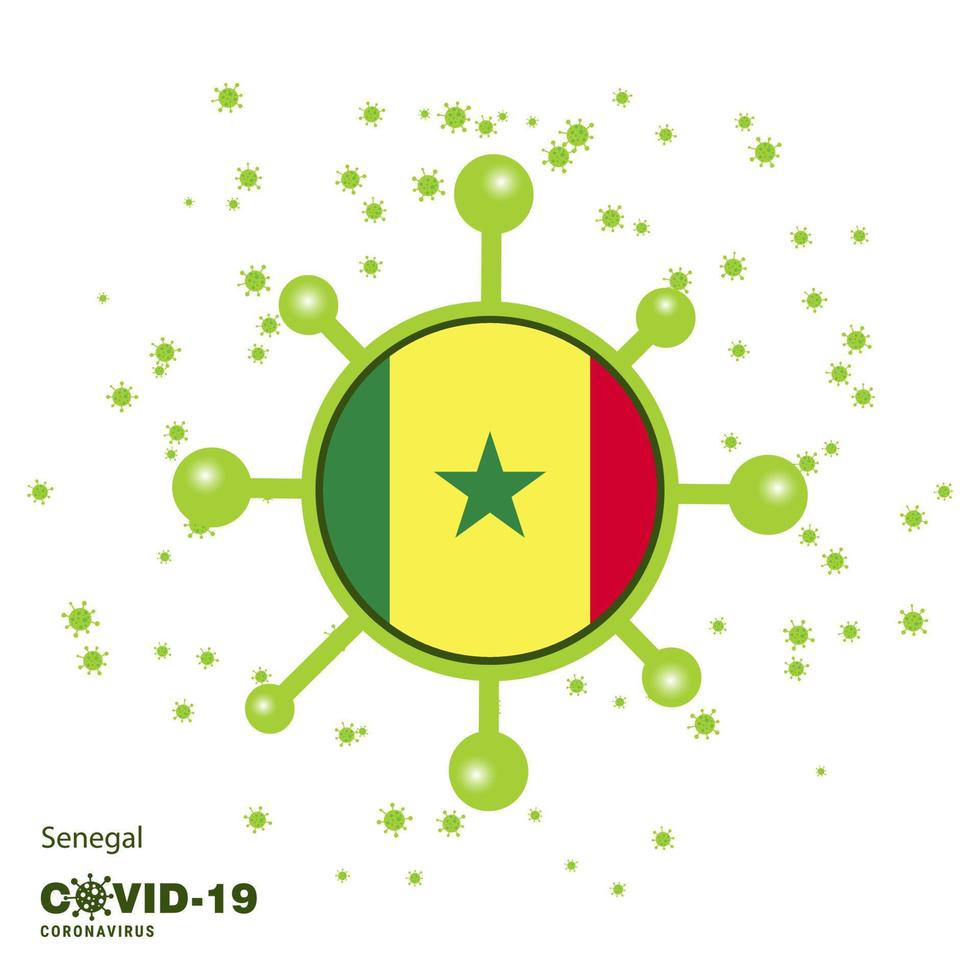 Senegal coronavius vlag bewustzijn achtergrond blijven huis blijven gezond nemen zorg van uw eigen Gezondheid bidden voor land vector