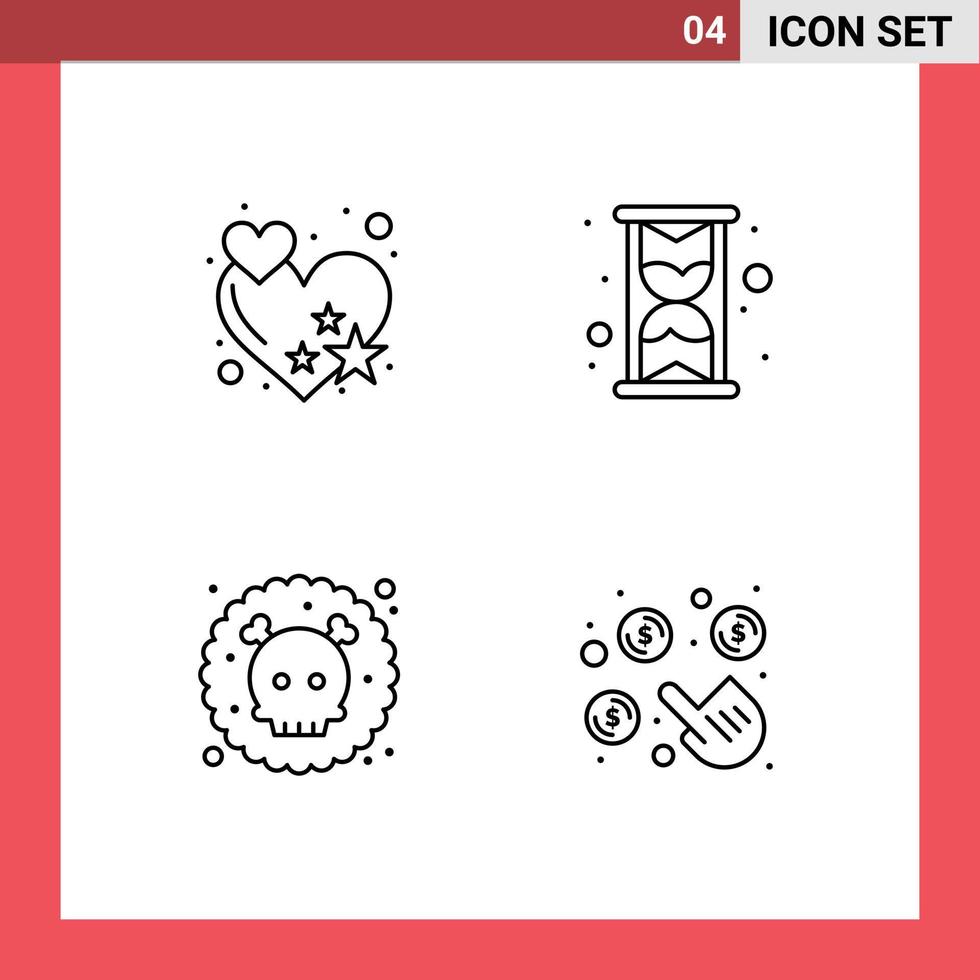 voorraad vector icoon pak van 4 lijn tekens en symbolen voor liefde verspilling glas gas- betalen bewerkbare vector ontwerp elementen