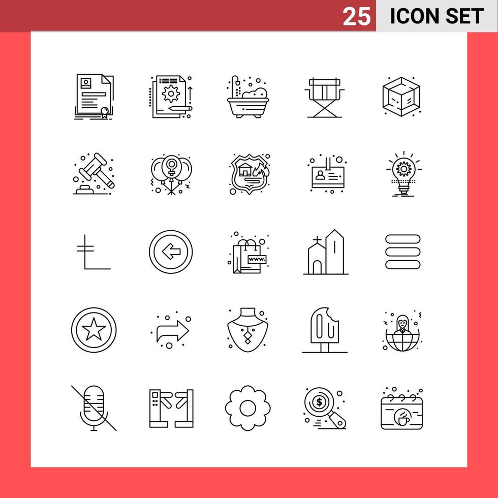 25 icoon pak lijn stijl schets symbolen Aan wit achtergrond gemakkelijk tekens voor algemeen ontwerpen vector