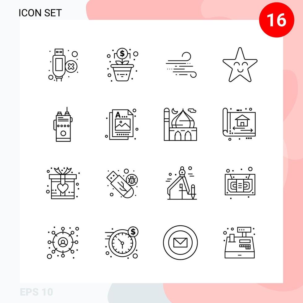 vector pak van 16 pictogrammen in lijn stijl creatief schets pak geïsoleerd Aan wit achtergrond voor web en mobiel