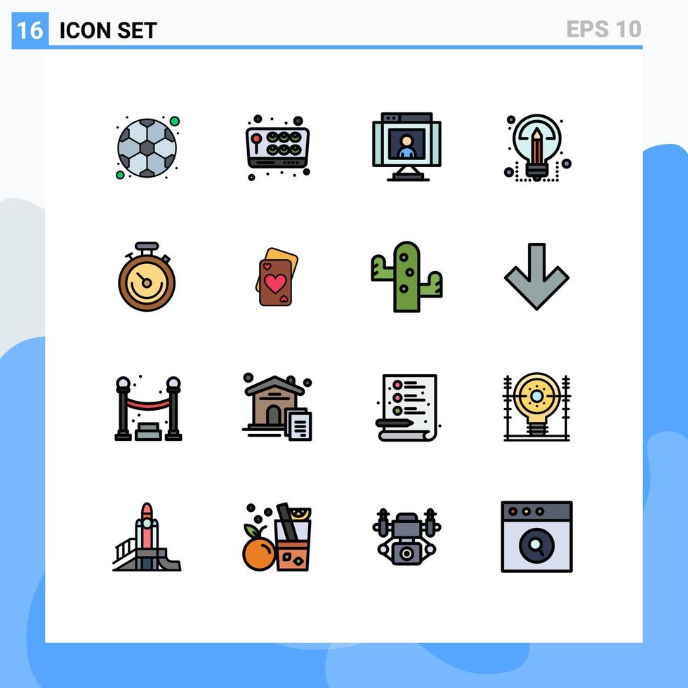 16 gebruiker koppel vlak kleur gevulde lijn pak van modern tekens en symbolen van klok delen telefoontje ideeën webcam bewerkbare creatief vector ontwerp elementen