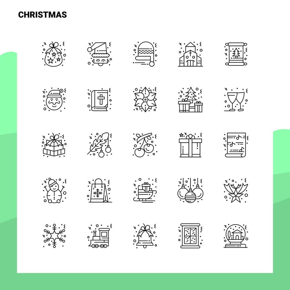 reeks van Kerstmis lijn icoon reeks 25 pictogrammen vector minimalisme stijl ontwerp zwart pictogrammen reeks lineair pictogram pak