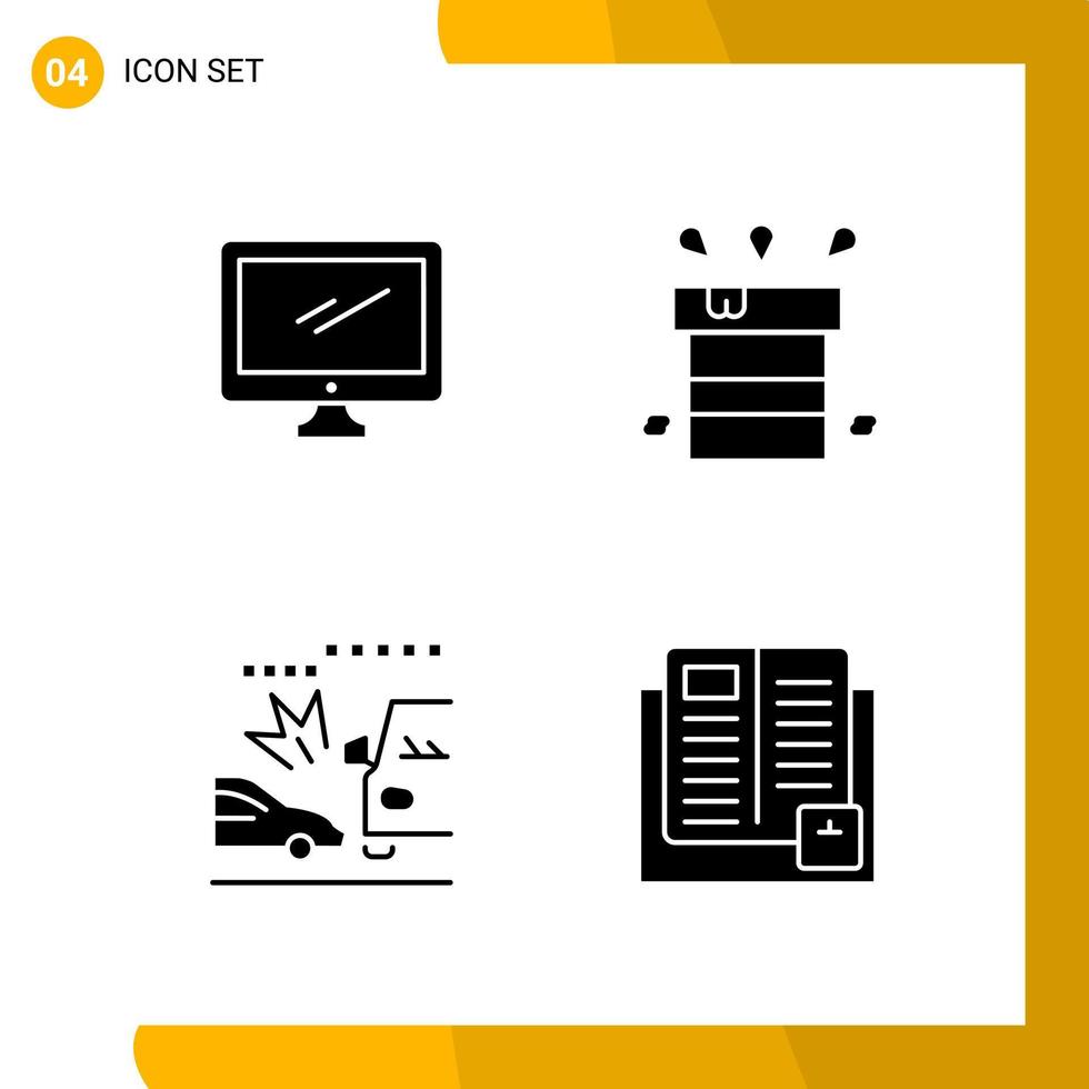 4 icoon reeks solide stijl icoon pak glyph symbolen geïsoleerd Aan wit achtergrondkleur voor snel reagerend website ontwerpen vector