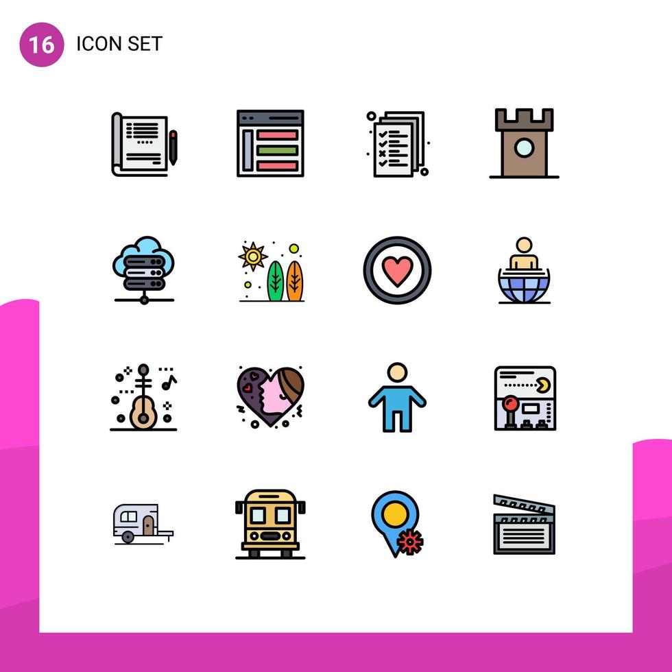reeks van 16 modern ui pictogrammen symbolen tekens voor historisch toetje gebruiker kasteel beheer bewerkbare creatief vector ontwerp elementen