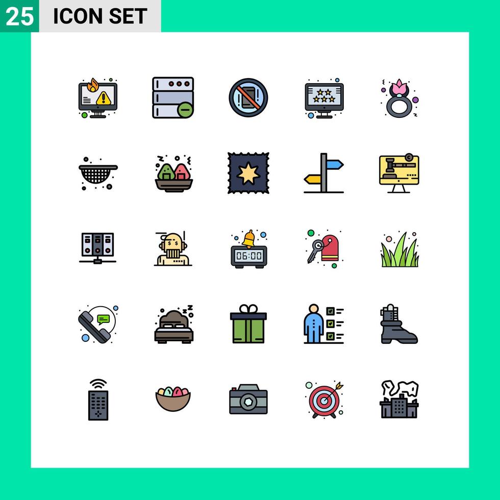 pak van 25 modern gevulde lijn vlak kleuren tekens en symbolen voor web afdrukken media zo net zo sterren beoordeling vermijden ranking telefoon bewerkbare vector ontwerp elementen