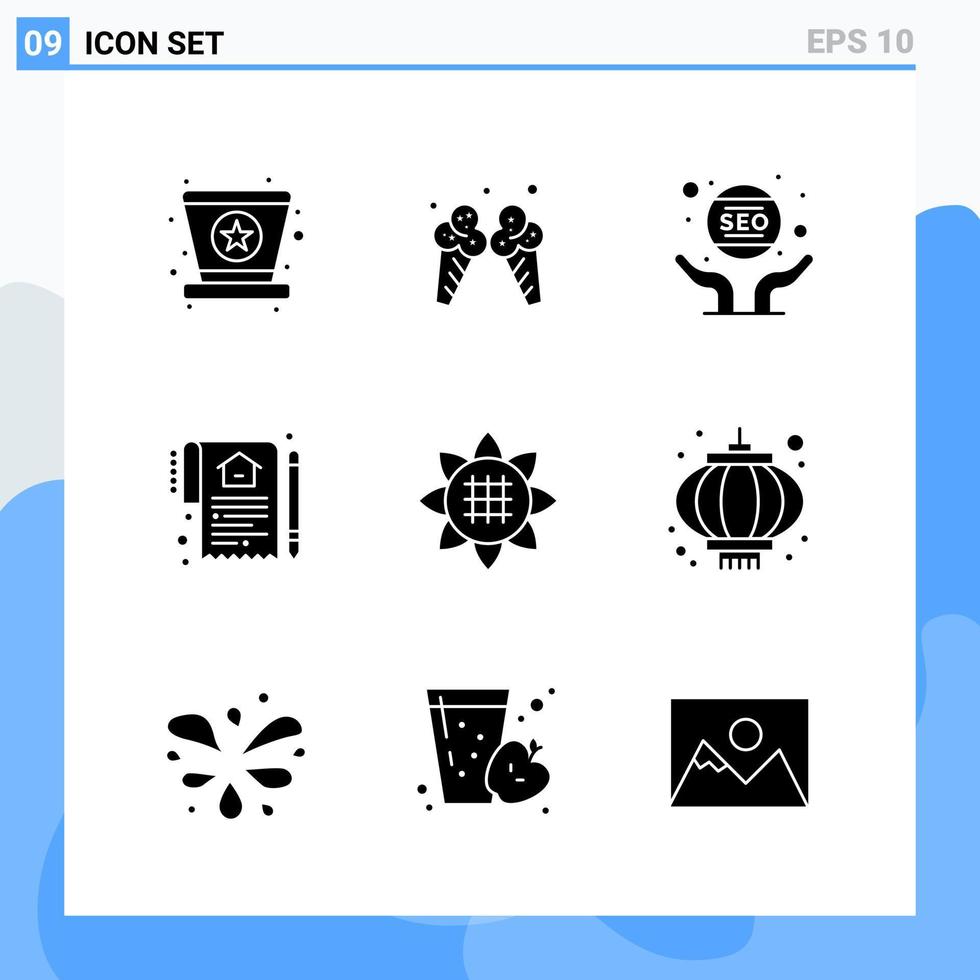 modern 9 solide stijl pictogrammen glyph symbolen voor algemeen gebruik creatief solide icoon teken geïsoleerd Aan wit achtergrond 9 pictogrammen pak vector
