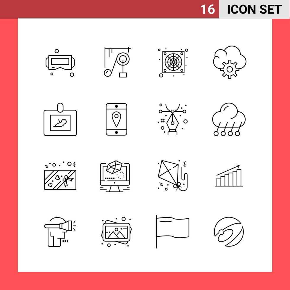 16 icoon pak lijn stijl schets symbolen Aan wit achtergrond gemakkelijk tekens voor algemeen ontwerpen vector