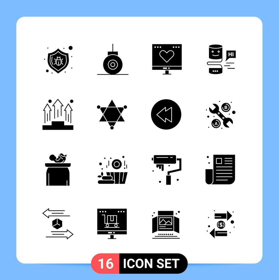 16 solide zwart icoon pak glyph symbolen voor mobiel apps geïsoleerd Aan wit achtergrond 16 pictogrammen reeks vector