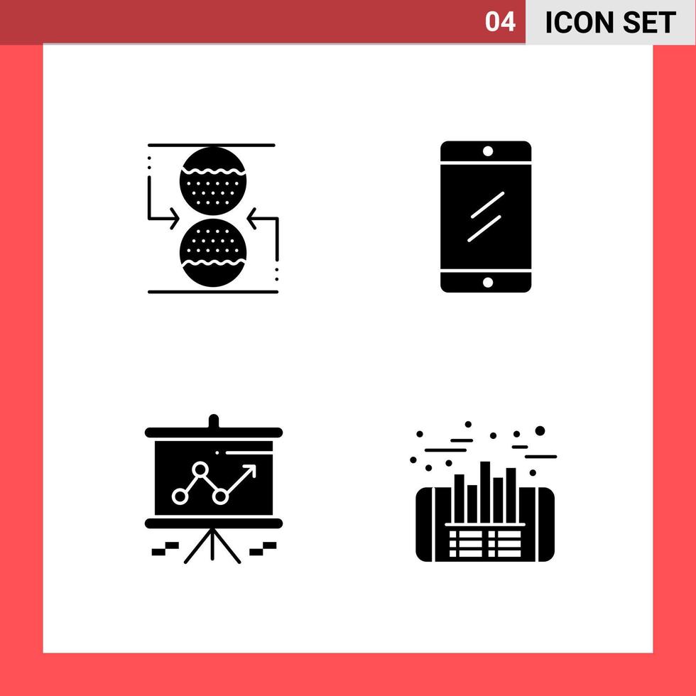 4 icoon pak solide stijl glyph symbolen Aan wit achtergrond gemakkelijk tekens voor algemeen ontwerpen vector