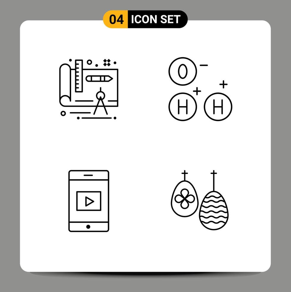 pictogram reeks van 4 gemakkelijk gevulde lijn vlak kleuren van architectuur viering ho mobiel ei bewerkbare vector ontwerp elementen