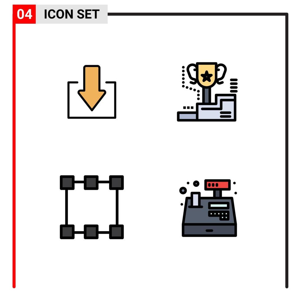 pictogram reeks van 4 gemakkelijk gevulde lijn vlak kleuren van pijl points prijs trofee contant geld bewerkbare vector ontwerp elementen