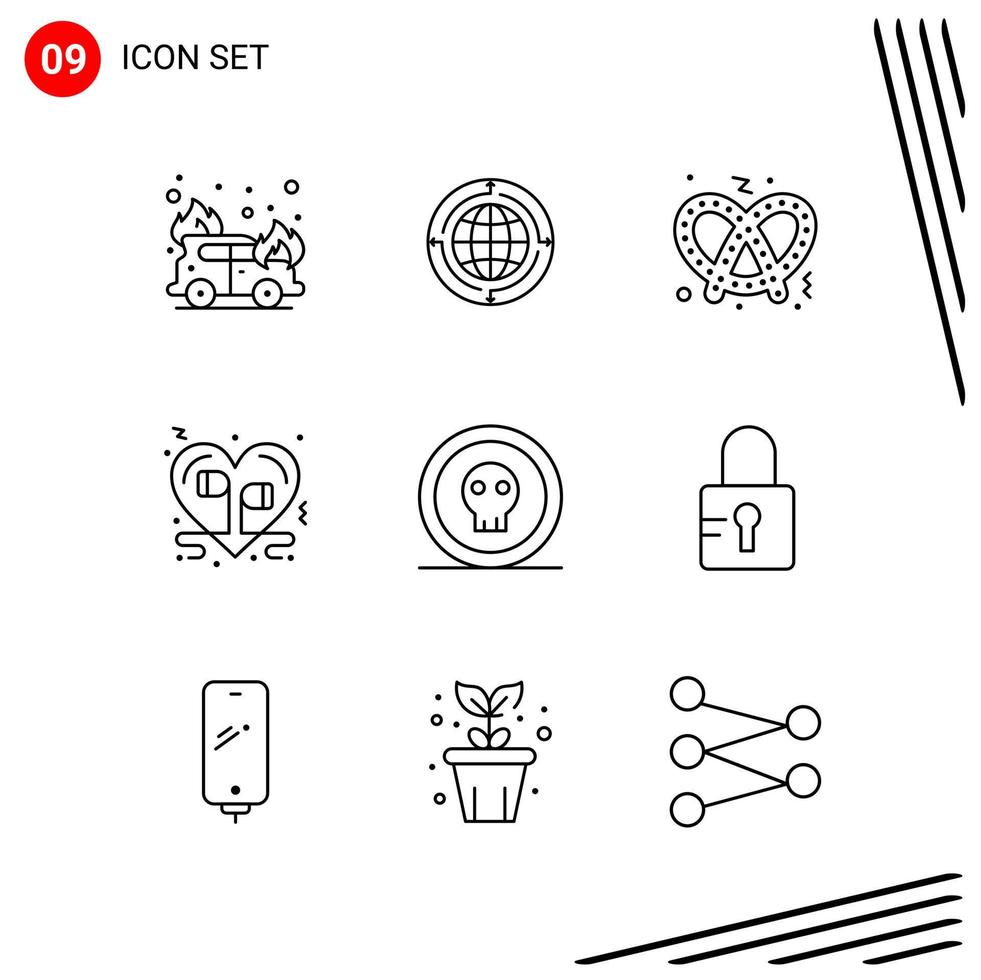 verzameling van 9 vector pictogrammen in lijn stijl pixel perfect schets symbolen voor web en mobiel lijn icoon tekens Aan wit achtergrond 9 pictogrammen