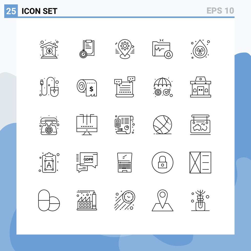 reeks van 25 modern ui pictogrammen symbolen tekens voor laten vallen veilig map GPS gdpr document bewerkbare vector ontwerp elementen
