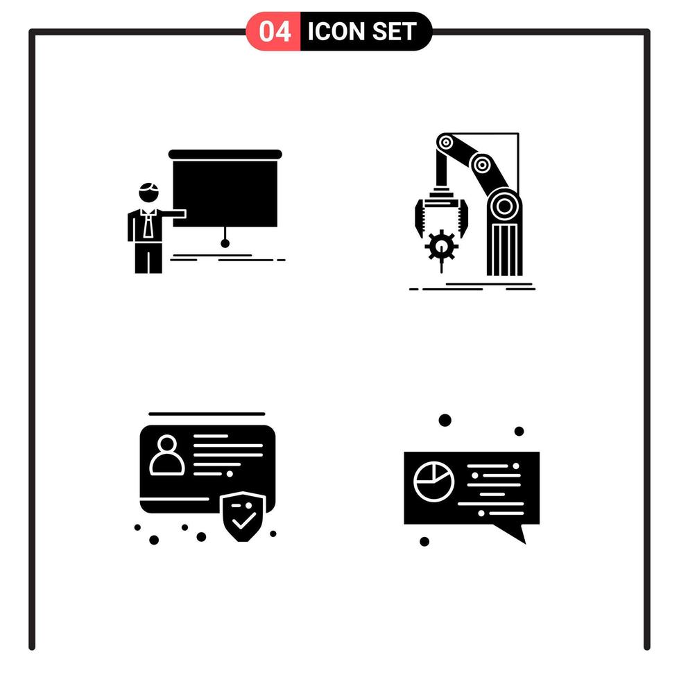 reeks van 4 solide stijl pictogrammen voor web en mobiel glyph symbolen voor afdrukken solide icoon tekens geïsoleerd Aan wit achtergrond 4 icoon reeks vector